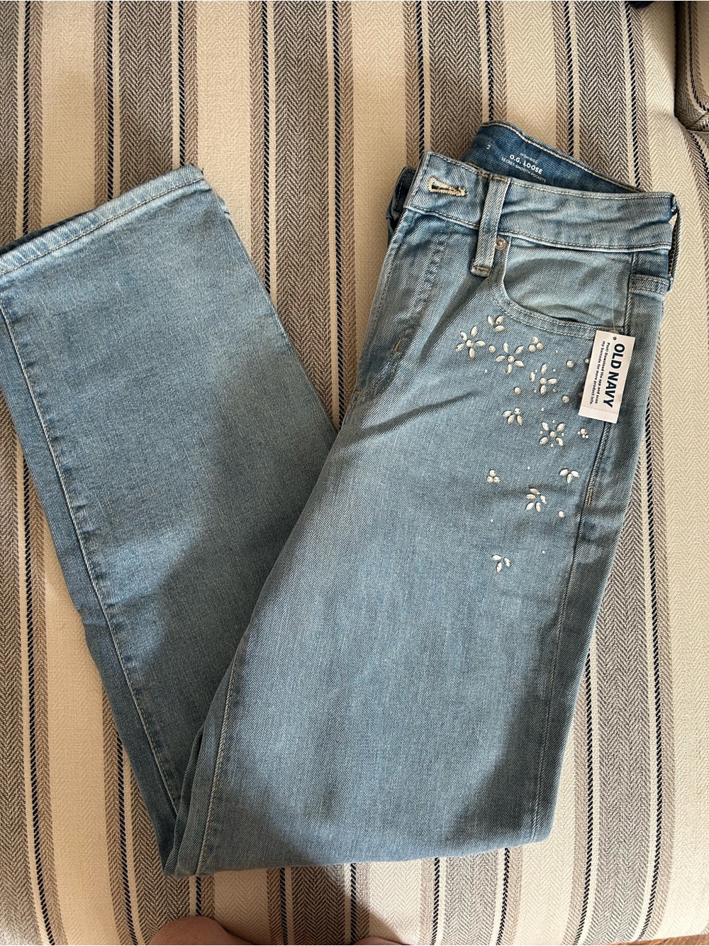 Old Navy Women's Light Blue Embellished Jeans OG